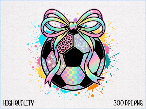 Bring Your Designs to Life with the Colorful Soccer Ball Rainbow Bow PNG