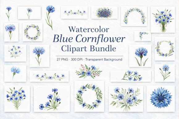 Bringing Nature to Life with the Watercolor Blue Cornflower Clipart Bundle