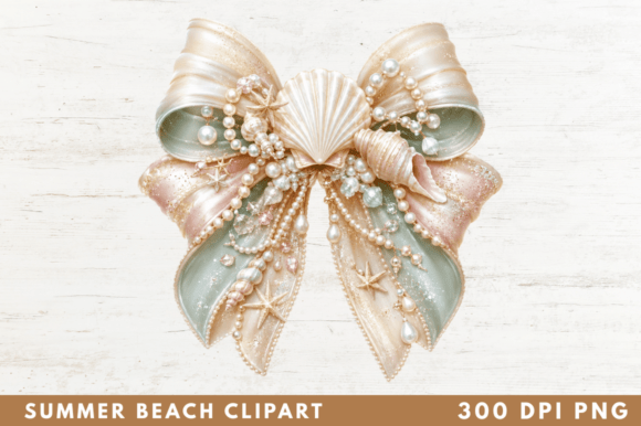 Coastal Pearl Bow Clipart PNG Beach: Elevate Your Designs with Nautical Elegance