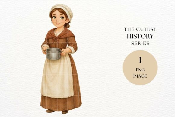 Colonial Woman Cook Clipart PNG: A Timeless Addition to Your Creative Projects