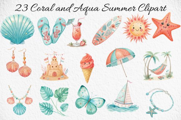 Coral and Aqua Summer Clipart: A Guide to Pastel Coastal Design