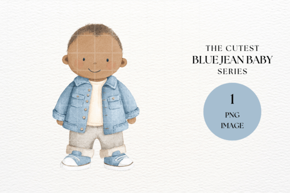 Cute Baby Boy Denim Outfit Clipart Art