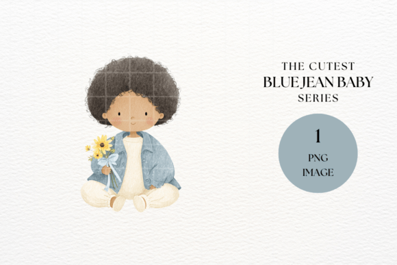 Cute Baby Girl with Flowers Clipart Art