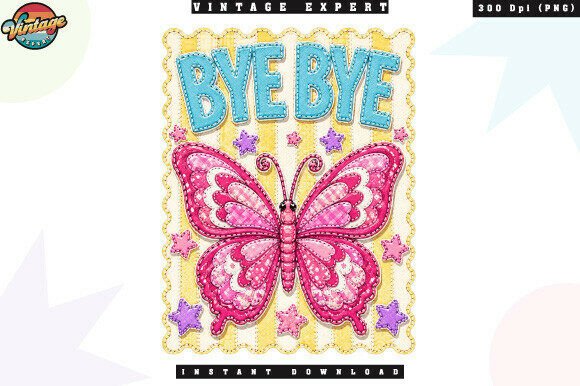 Cute Bye Bye Butterfly Patchwork PNG