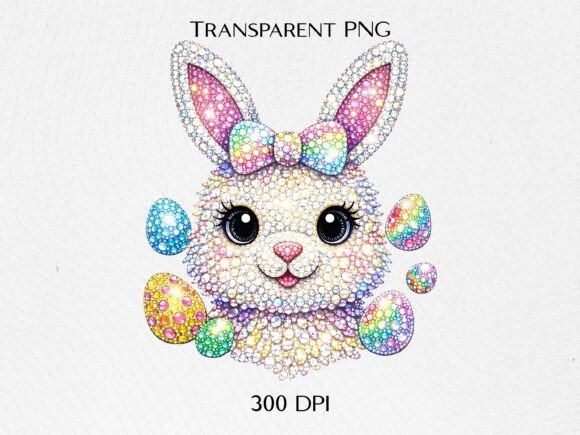 Easter Bunny Rhinestone PNG Design for Creative Projects