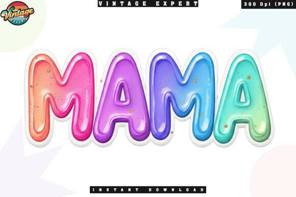 Elevate Your Brand with the Mama Glossy Bubble Gradient PNG