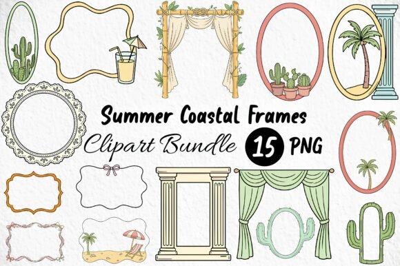 Evaluating Summer Coastal Frames Clipart for Design Projects