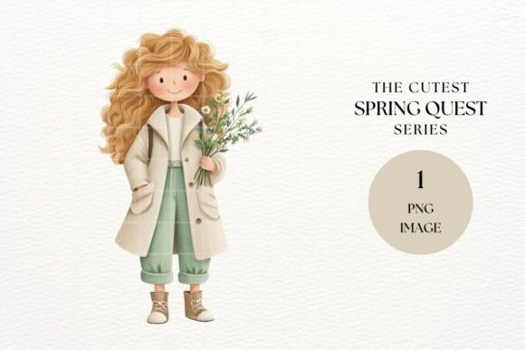 Flower Girl with Bouquet Clipart Art
