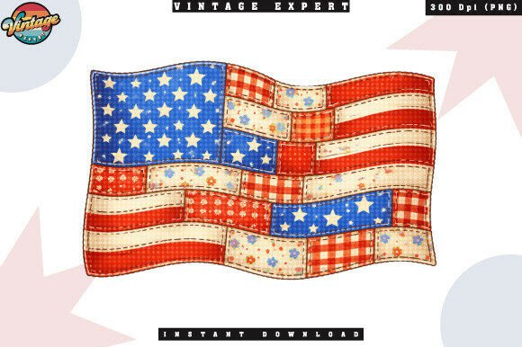 Independence Day Patchwork USA Flag PNG