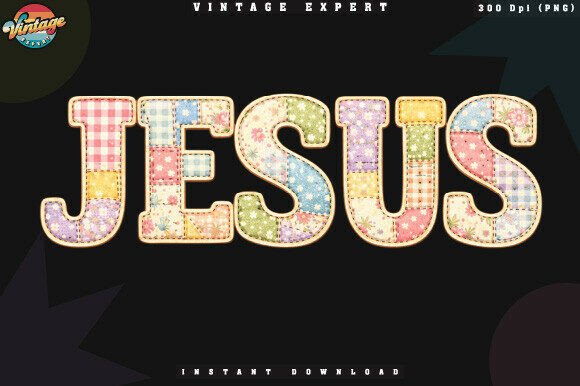Jesus Faith Based Pastel Patchwork PNG: Aesthetic Design for Modern Faith Expression