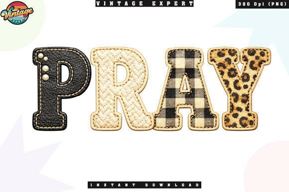Pray Patchwork Leather Christian PNG