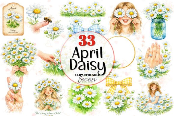 Spring April Daisy Clipart Bundle PNG: A Creative Resource for Seasonal Projects