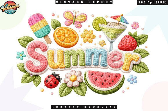 Summer Fruit Floral Crochet Yarn PNG: Elevating Seasonal Designs with Texture and Color