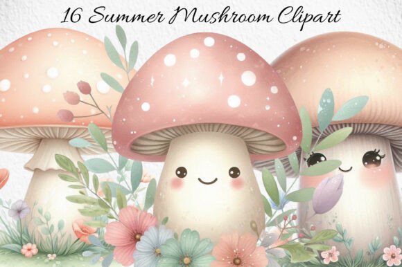 Summer Mushroom Clipart: A Whimsical Design Asset