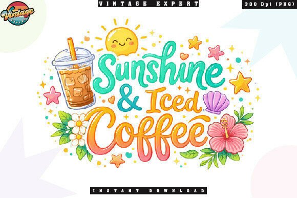 Sunshine Iced Coffee Cute Beach PNG: The Ultimate Summer Design Asset