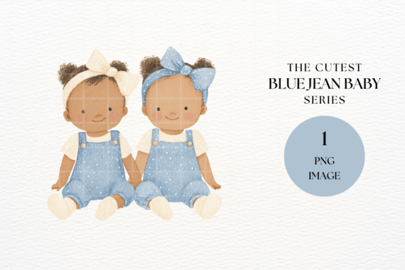 Twin Baby Girls Blue Outfit Clipart Art: A Creative Essential for Designers