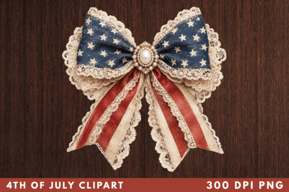 Vintage Lace USA Bow Clipart PNG: A Creative Essential