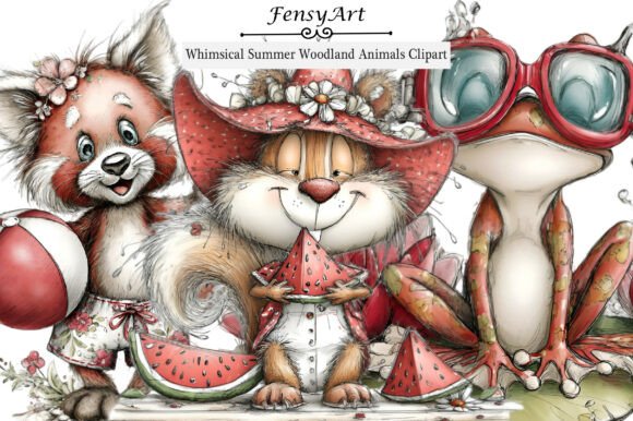Whimsical Summer Woodland Animals Clipart